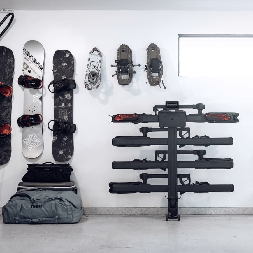 Thule Verse Add-on is put away against a wall in a garage