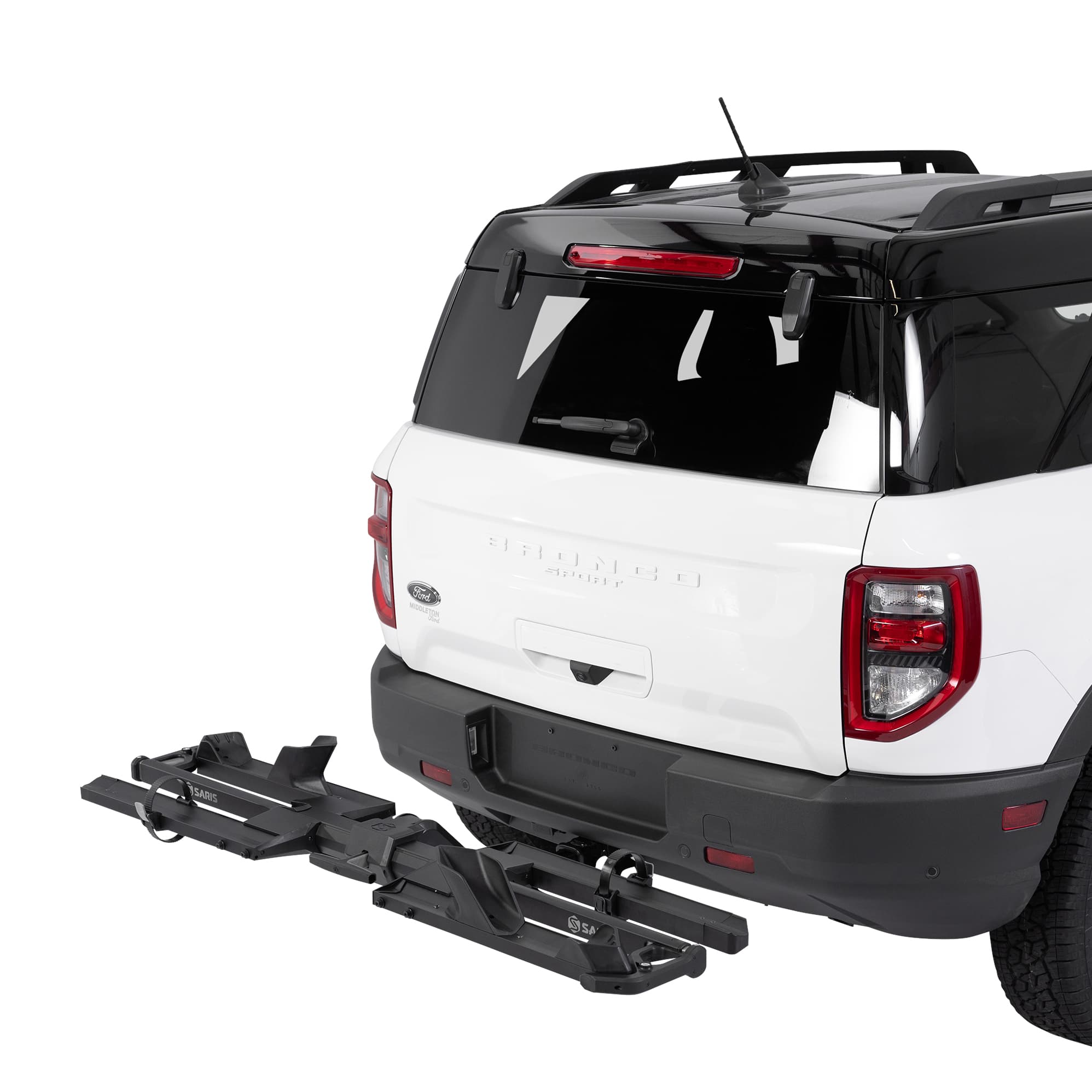 SuperClamp G4 on back of SUV in arms down position