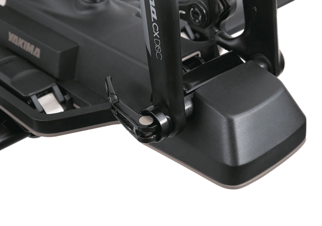 close up of fork mount on bike rack